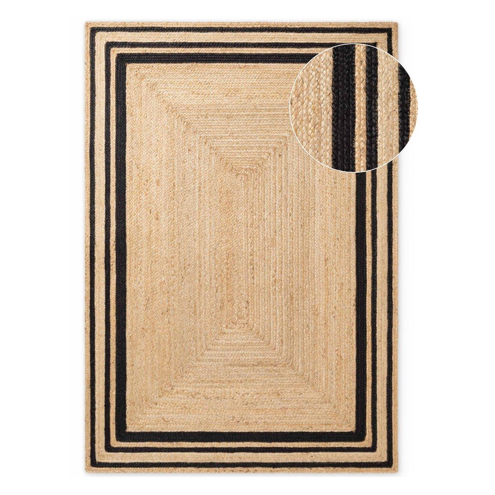 Czarny/w naturalnym kolorze dywan z juty dwustronny/tkany ręcznie 80x150 cm Looma – Hanse Home