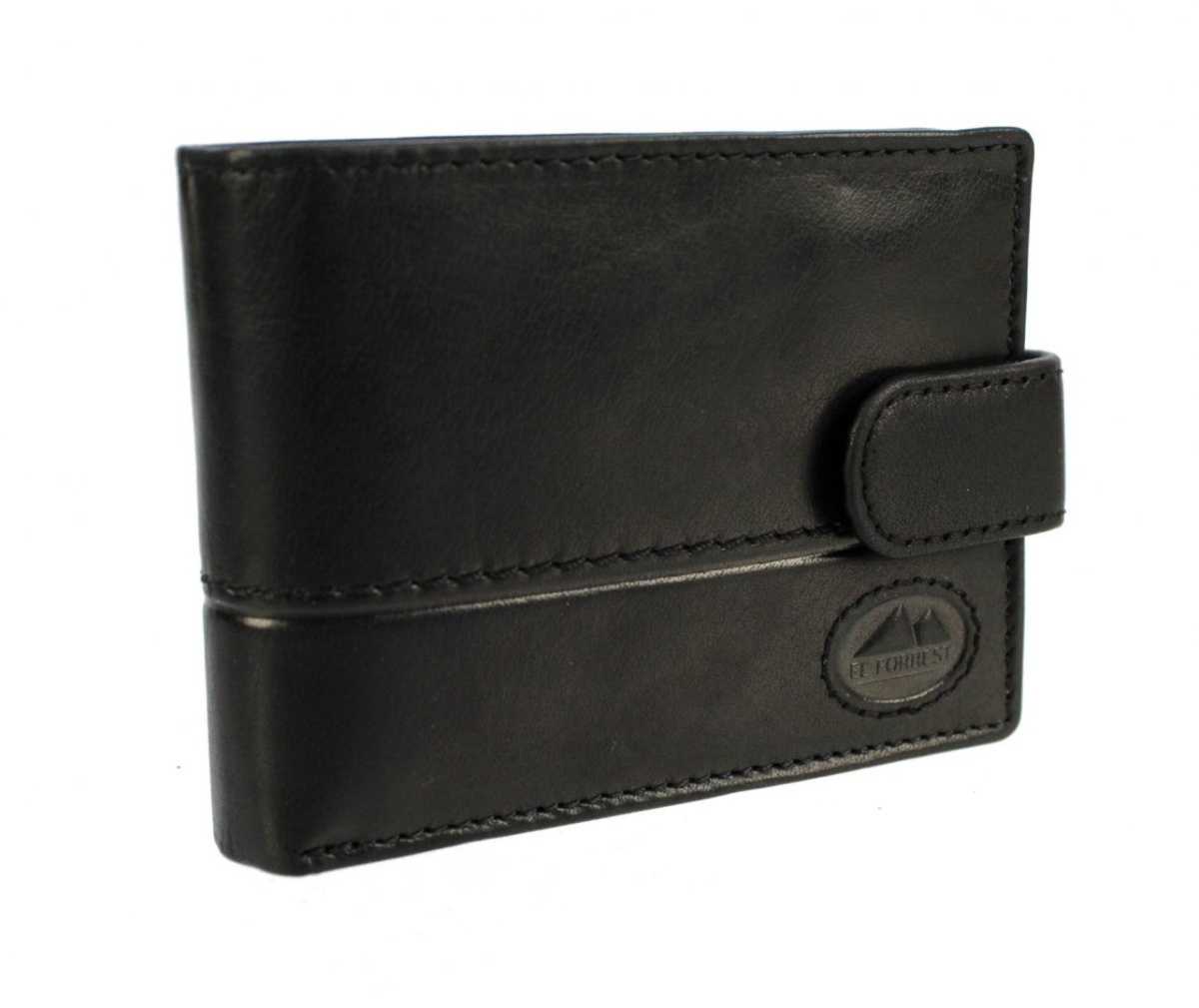 Portfel Męski Skórzany EL FORREST Mały Skóra Bydlęca Poziomy RFID 916 61 CZARNY 11 x 8,5 x 2 [cm]