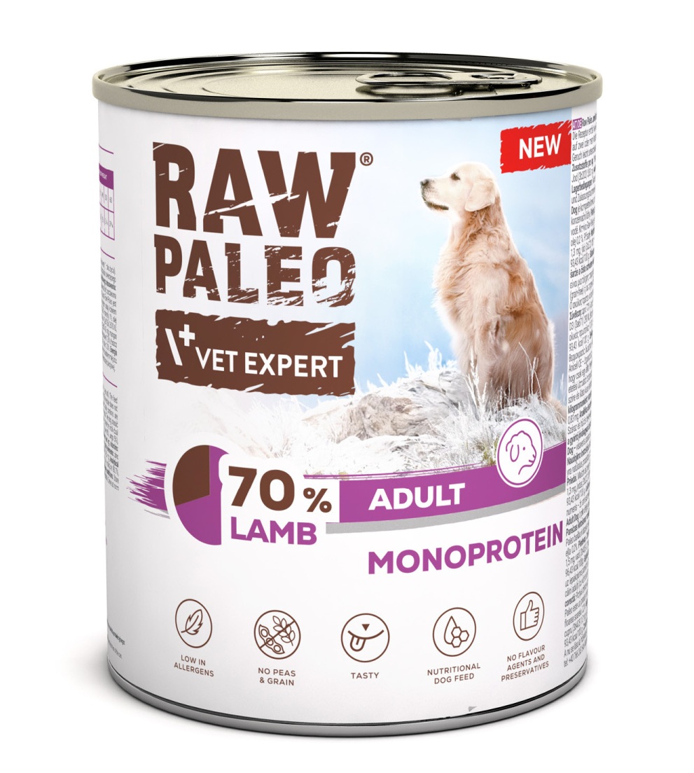 RAW PALEO Monoprotein Lamb Adult 800g jagnięcina, mokra karma dla psów
