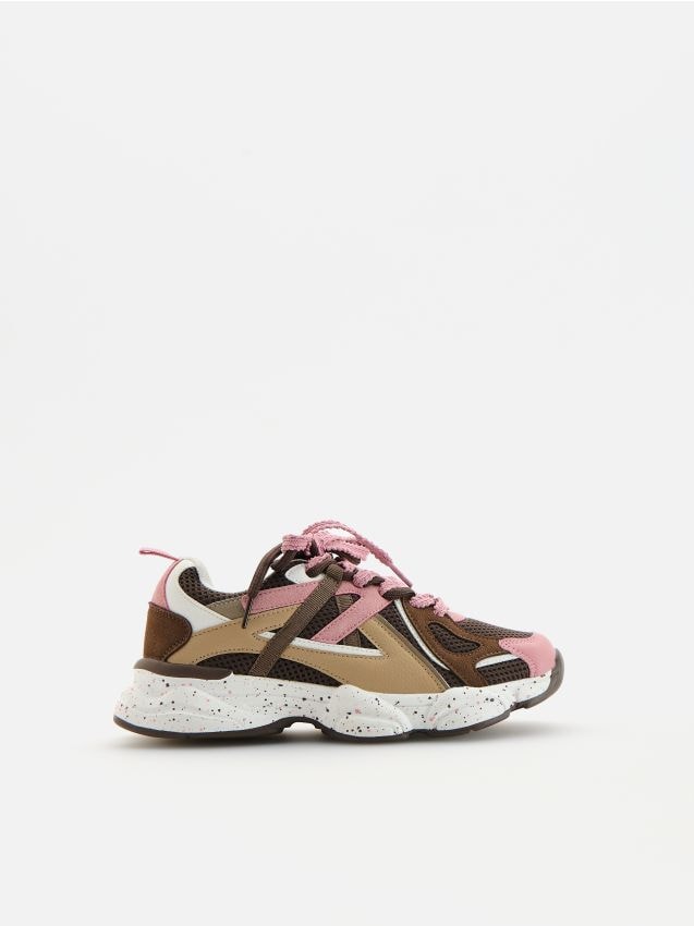 Reserved - Lekkie sneakersy na rzep - brązowy