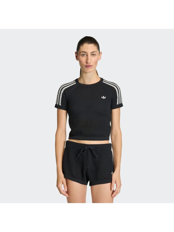 adidas T-Shirt Knitted Crochet Cali KC6481 Czarny Slim Fit