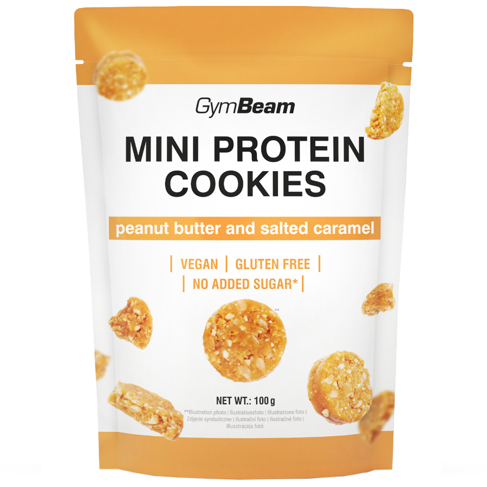 GymBeam Mini ciastka proteinowe, masło orzechowe z solonym karmelem, 100 g