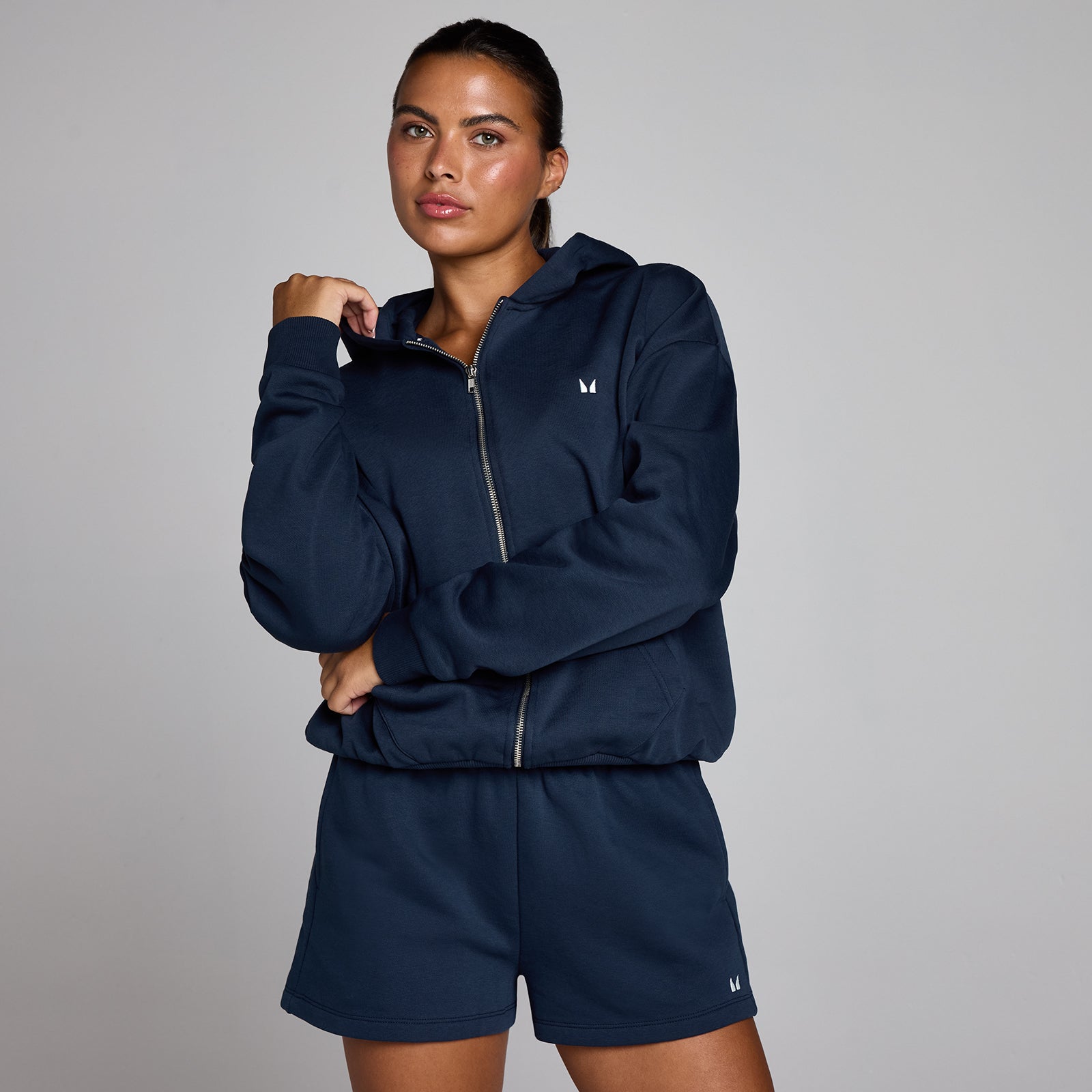 Damska Bluza z Kapturem MP Basics na Zamek - Midnight - S