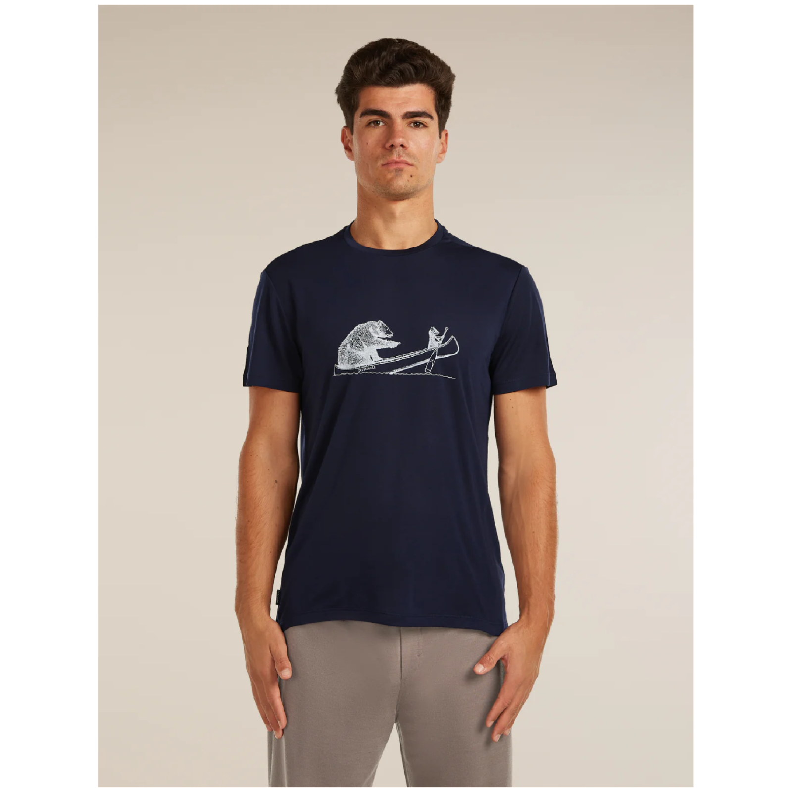 Męska koszulka Icebreaker Merino Blend Core SS Tee Canoe Companions Rozmiar: XL / Kolor: ciemnoniebieski