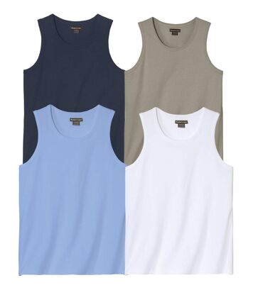 Zestaw 4 gładkich podkoszulków Mężczyzna Atlas For Men - Kolor : Granatowy - Rozmiar : 4XL