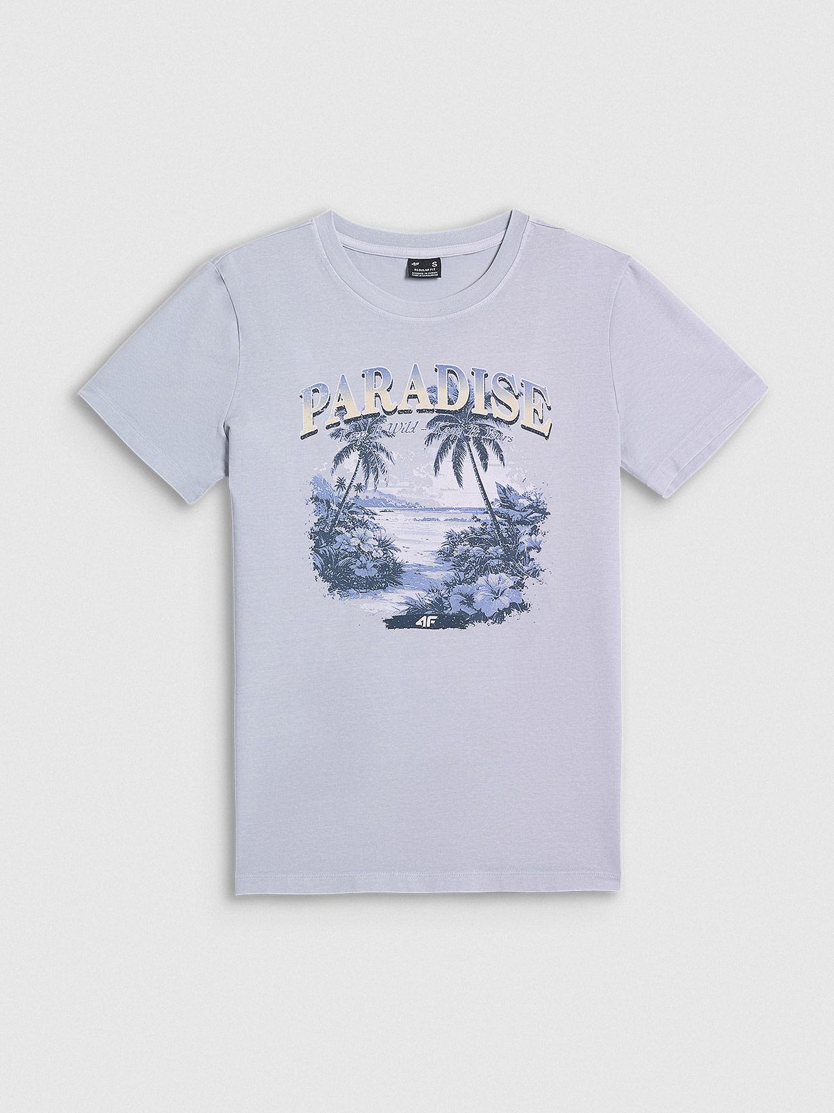 4F T-shirt regular z nadrukiem damski - niebieski XXL