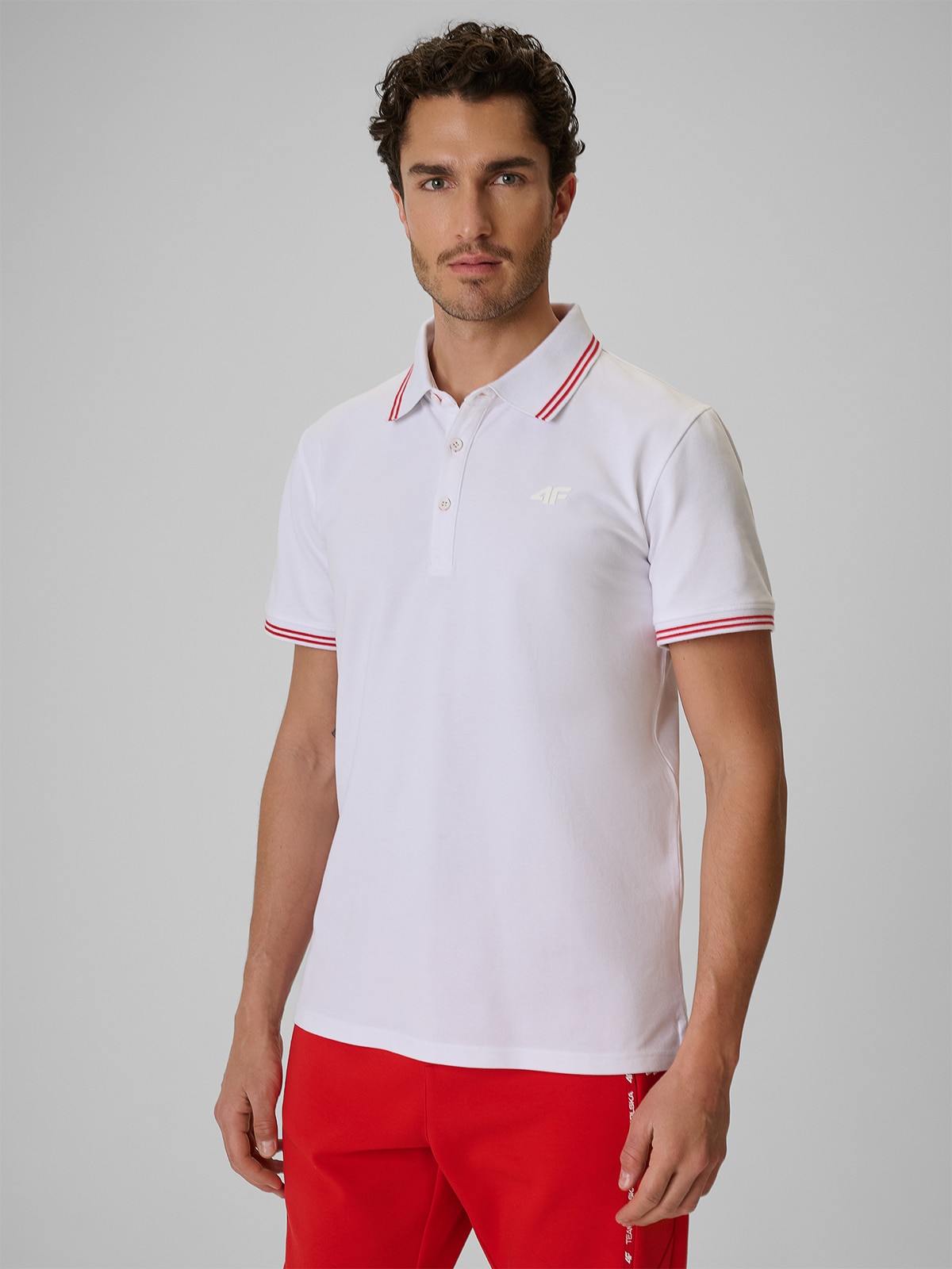 4F Koszulka kibica polo męska - biała XS