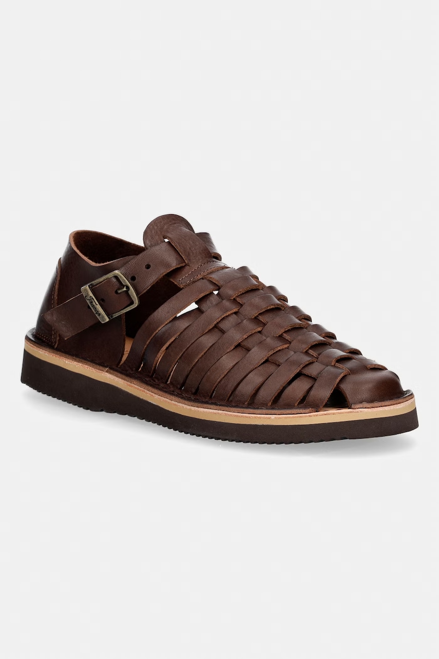 Fracap C410 czarne pełne skóry sandały męskie skórzane