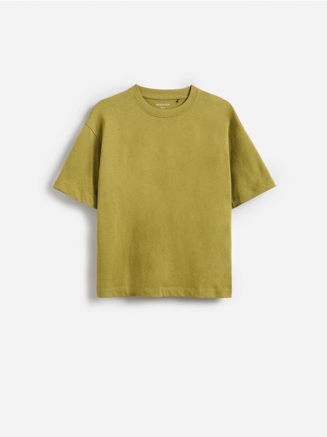 Reserved - Bawełniany t-shirt - zielony