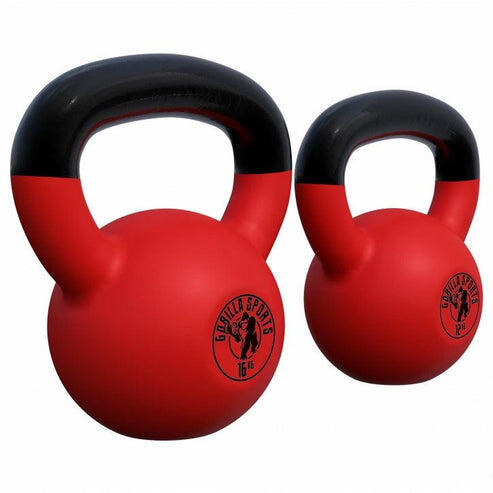 Gorilla Sports 12, 16, 28 kg zestaw kettlebelli 3 szt żeliwnych (100643-00012-0031)