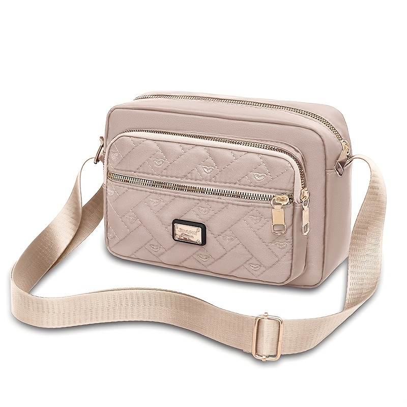 TEMU Damska Torebka na Ramię Typu Crossbody, Stebnana Torebka na Ramię dla Kobiet, Torebka na Ramię z Wieloma Kieszeniami na Zamek, Lekka Codzienna