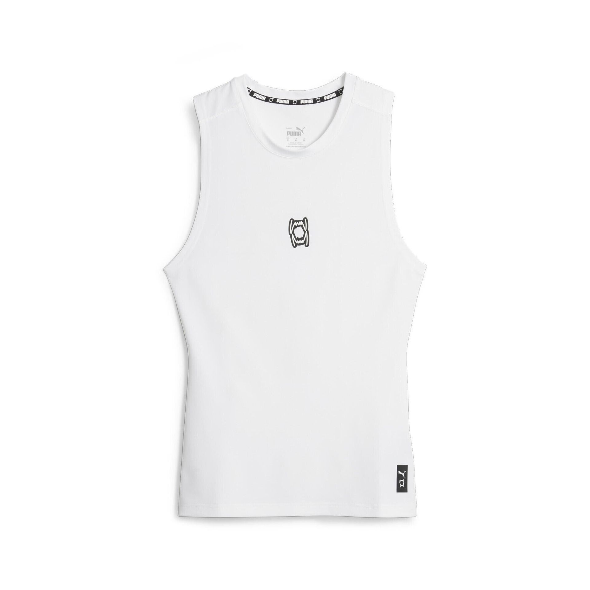 Męski top bez rękawów do koszykówki Hoops Team PUMA White