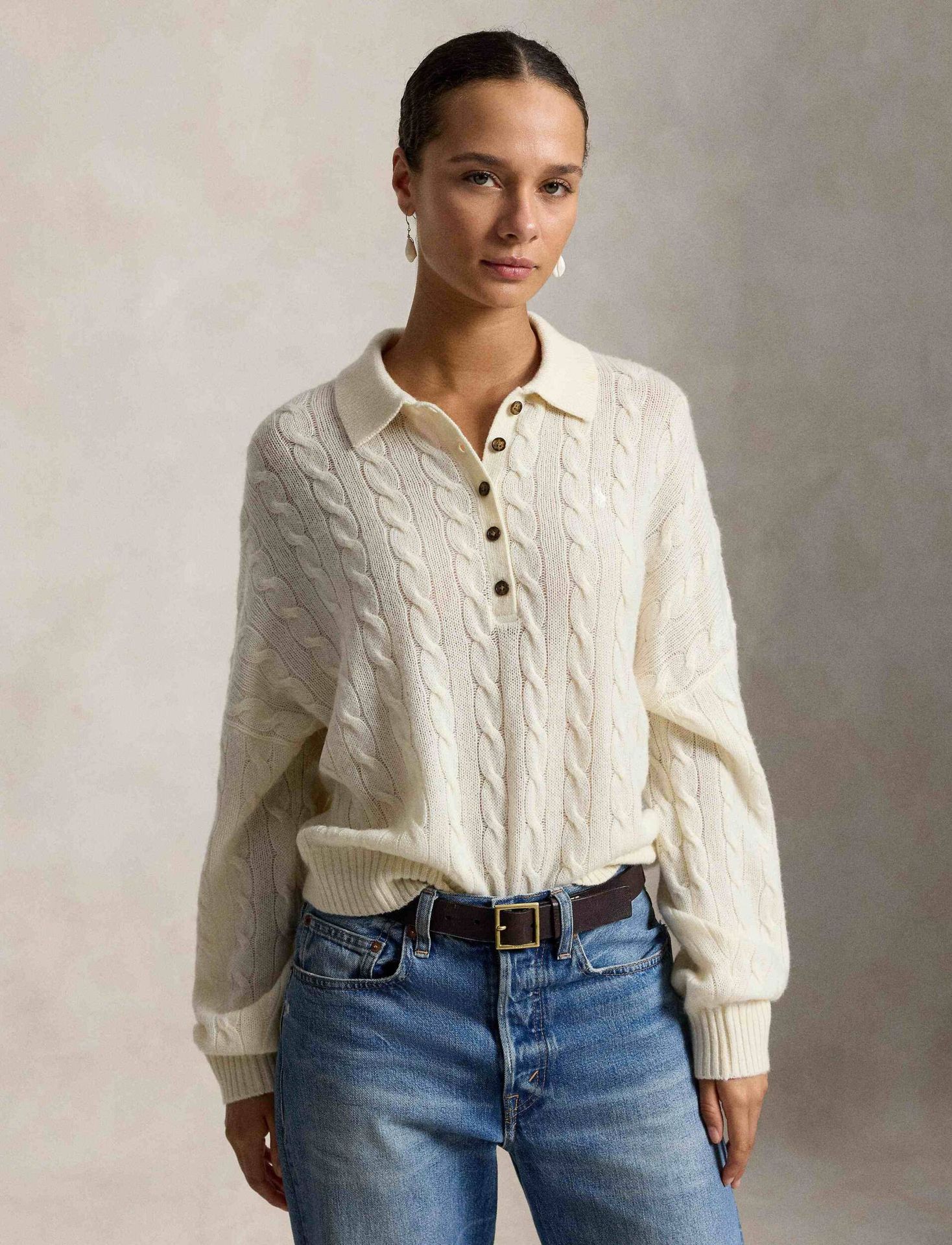 POLO RALPH LAUREN Wełniany sweter Oversize fit z dodatkiem kaszmiru