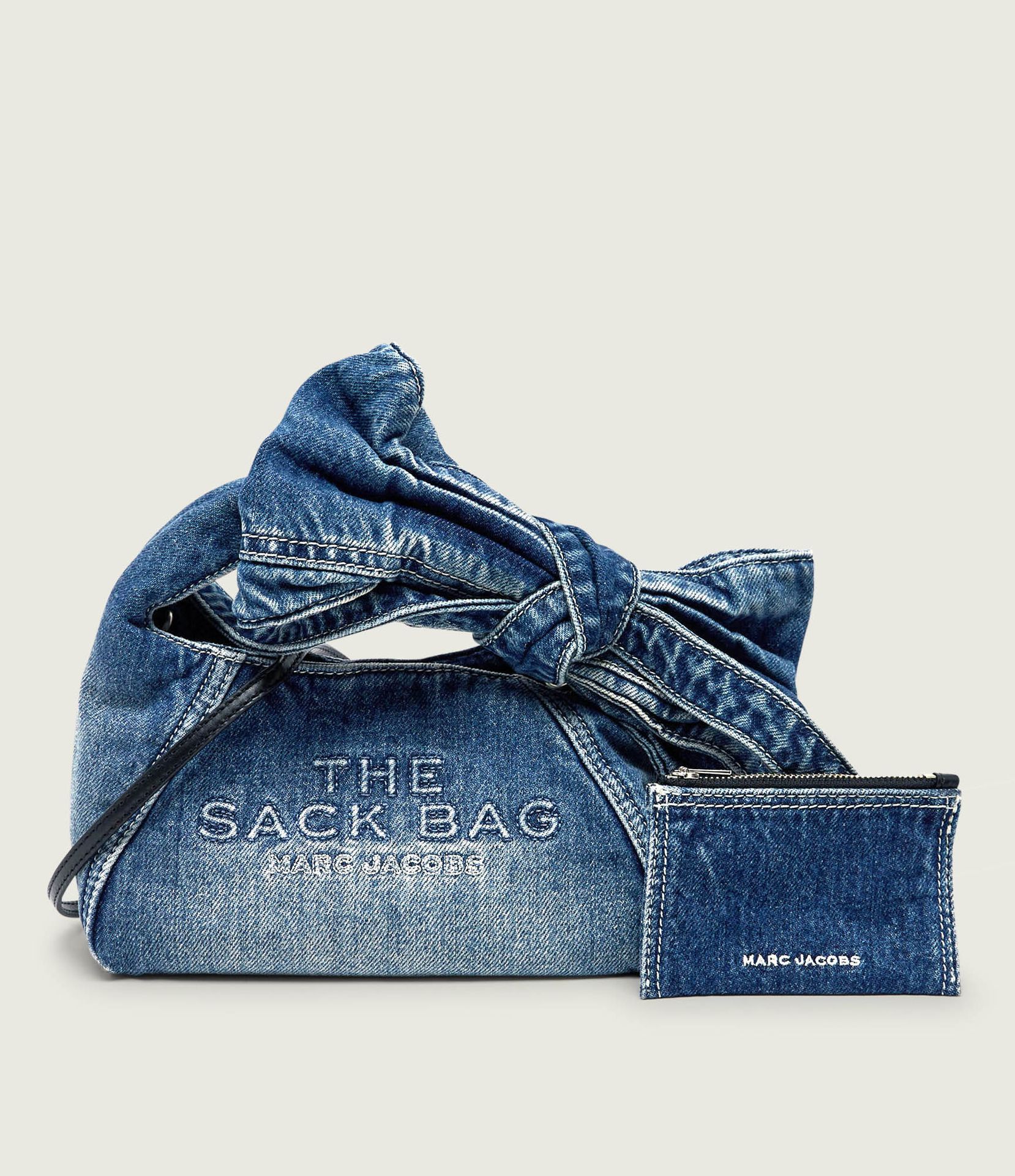 Marc Jacobs Jeansowa torebka na ramię + saszetka The Bow Denim Mini Sack Bag
