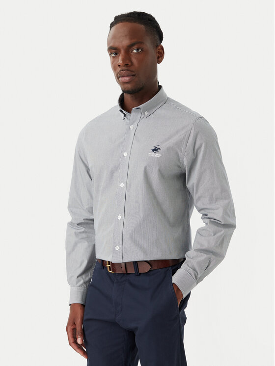 Beverly Hills Polo Club Koszula P-SS26M-BRASS Granatowy Regular Fit