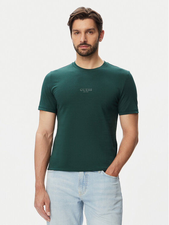 Guess T-Shirt M2YI72 I3Z14 Zielony ciemny Slim Fit