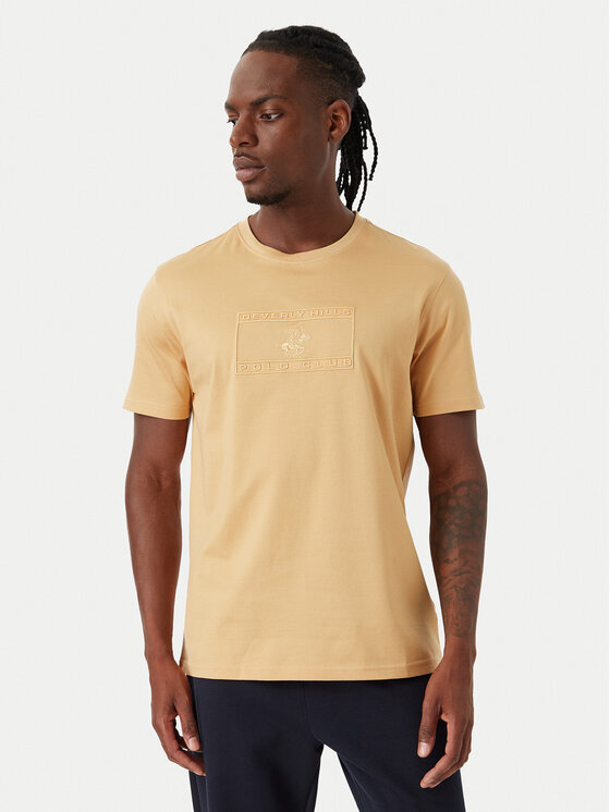Beverly Hills Polo Club T-Shirt P-FW26M-TS1536 Beżowy Regular Fit