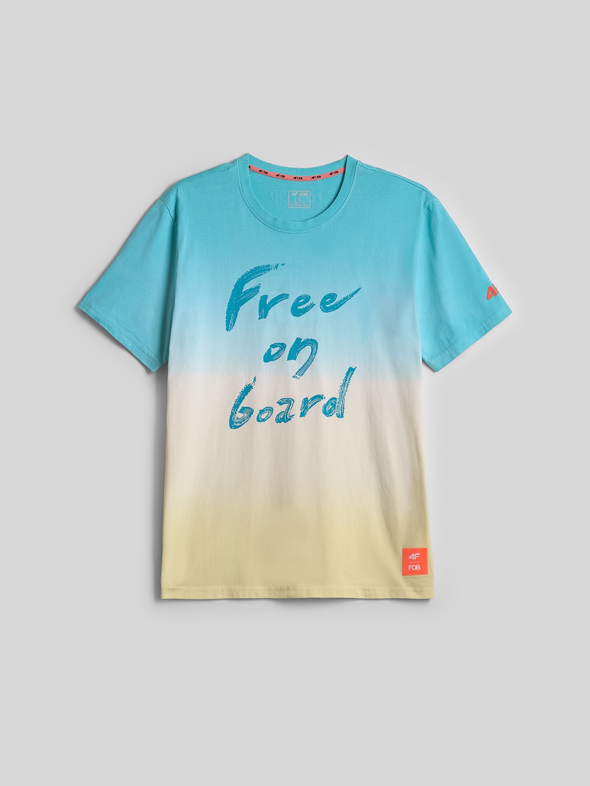 4F T-shirt regular z nadrukiem męski - turkusowa S