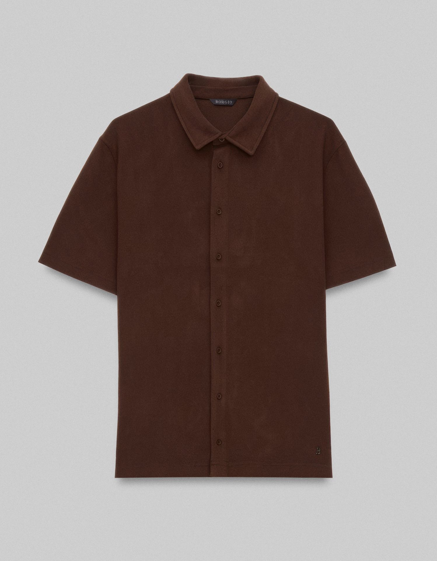 koszula do zestawu sorrento 00662 krótki rękaw brązowa classic fit