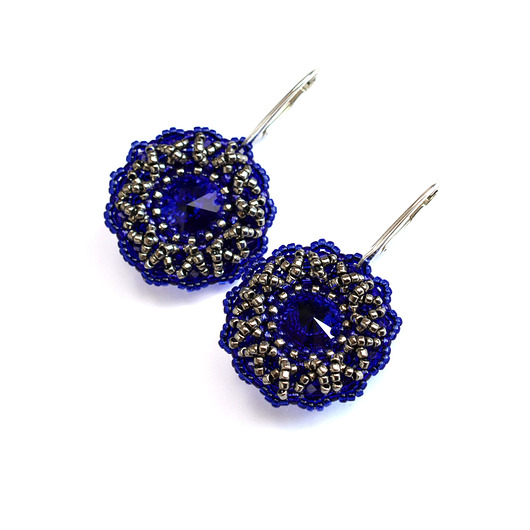 Majestic Blue III, kolczyki z kryształami Swarovskiego, beading