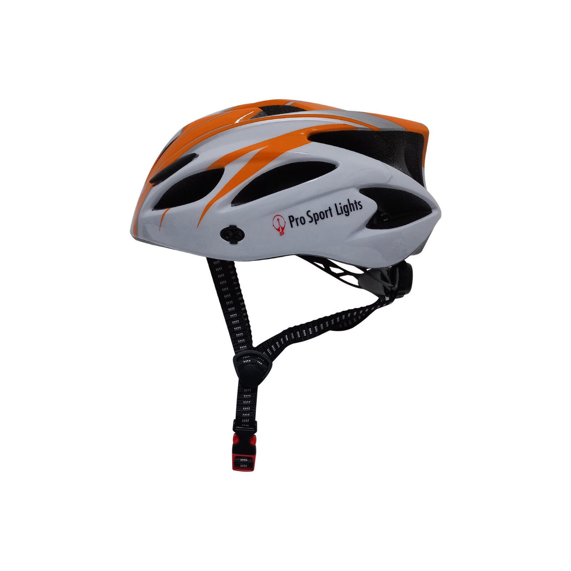 Kask rowerowy męski/damski Pro Sport Lights - pomarańczowo-biały