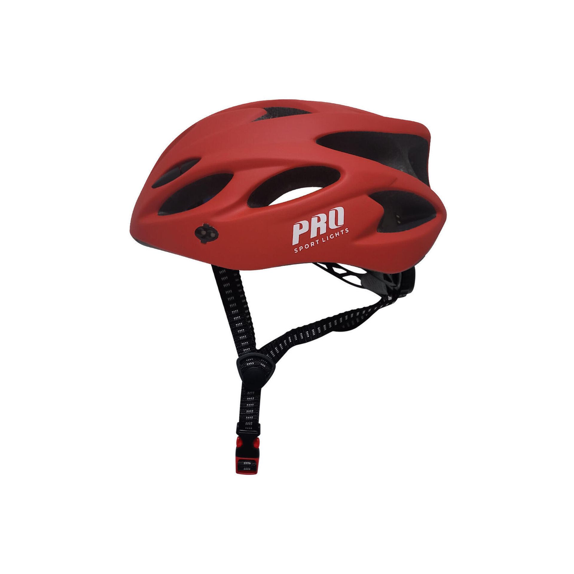 Kask rowerowy Pro Sport Lights, matowy czerwony