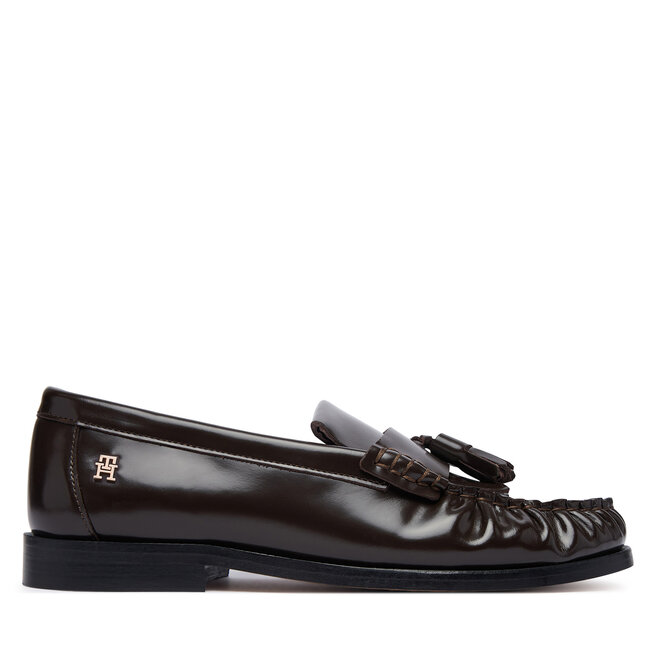 Loafersy Tommy Hilfiger Tassel Abrasivato FW0FW09460 Brązowy ciemny