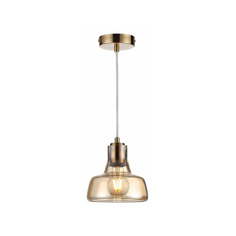 Lampa wisząca Haga mosiądz 1xE27x40W szklany klosz wym: 120 x 16,5 x 16,5 cm szkło Reality