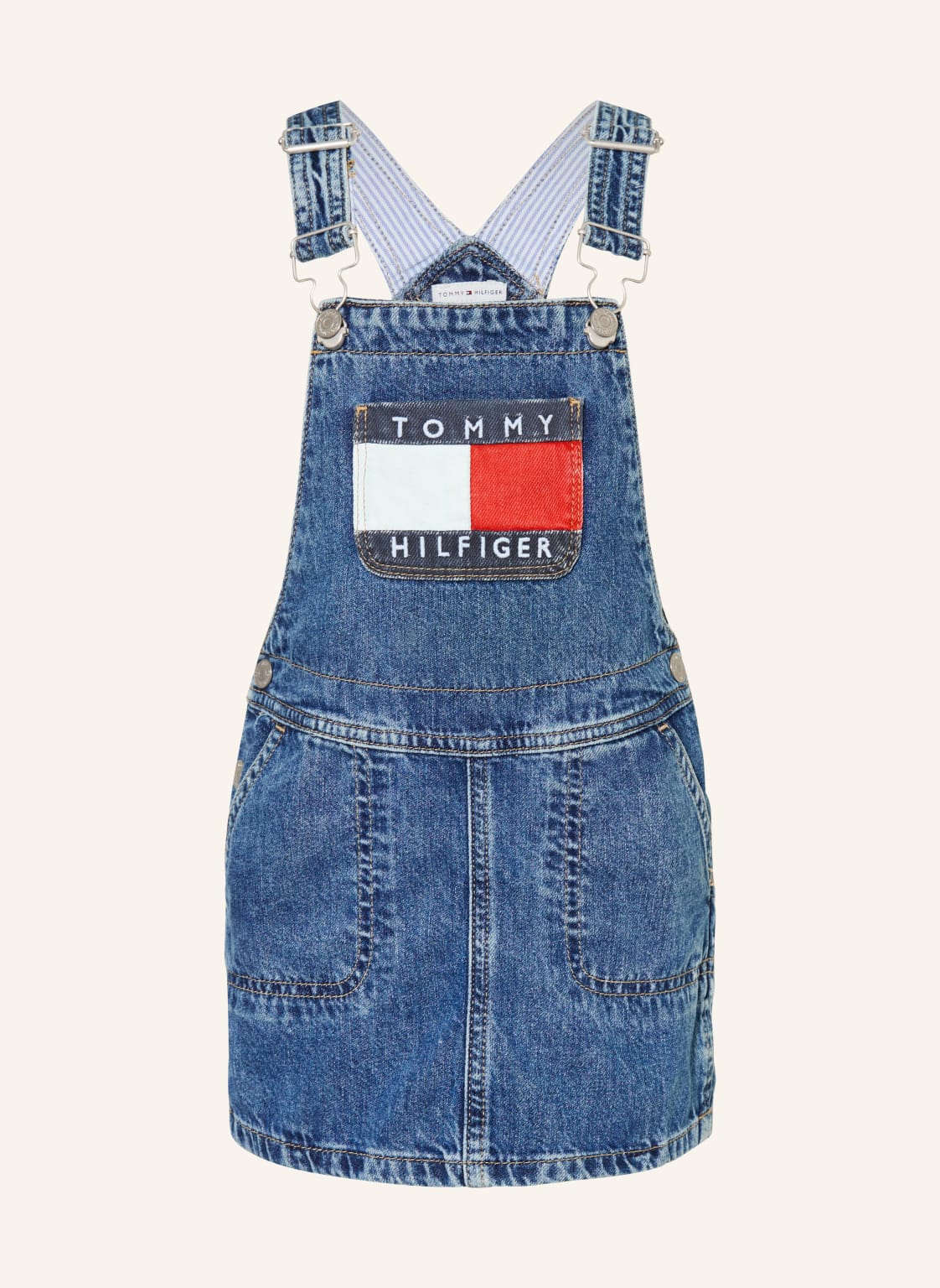 Tommy Hilfiger Sukienka Ogrodniczka Dżinsowa Z Szelkami blau