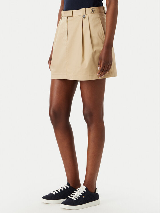 Tommy Hilfiger Spódnica mini WW0WW52106 Beżowy Regular Fit