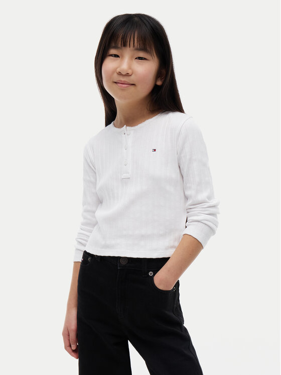Tommy Hilfiger Bluzka KG0KG09463 Biały Regular Fit