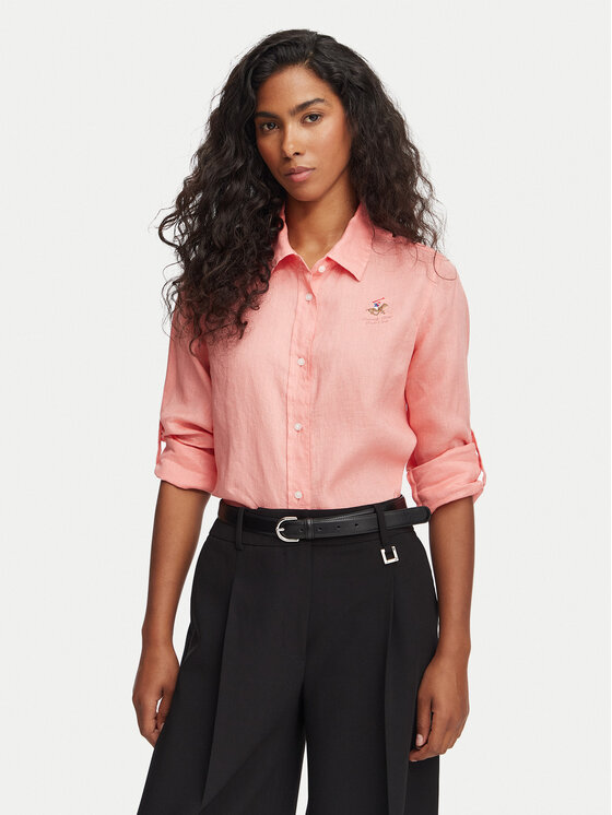 Beverly Hills Polo Club Koszula P-SS26W-SH0004 Koralowy Regular Fit