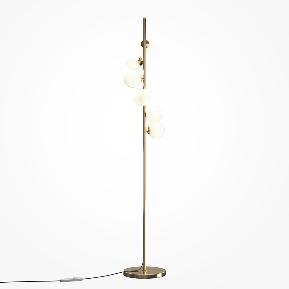 DALLAS lampa podłogowa mosiądz klosze białe 6xG9 ściemniacz MOD545FL-06G