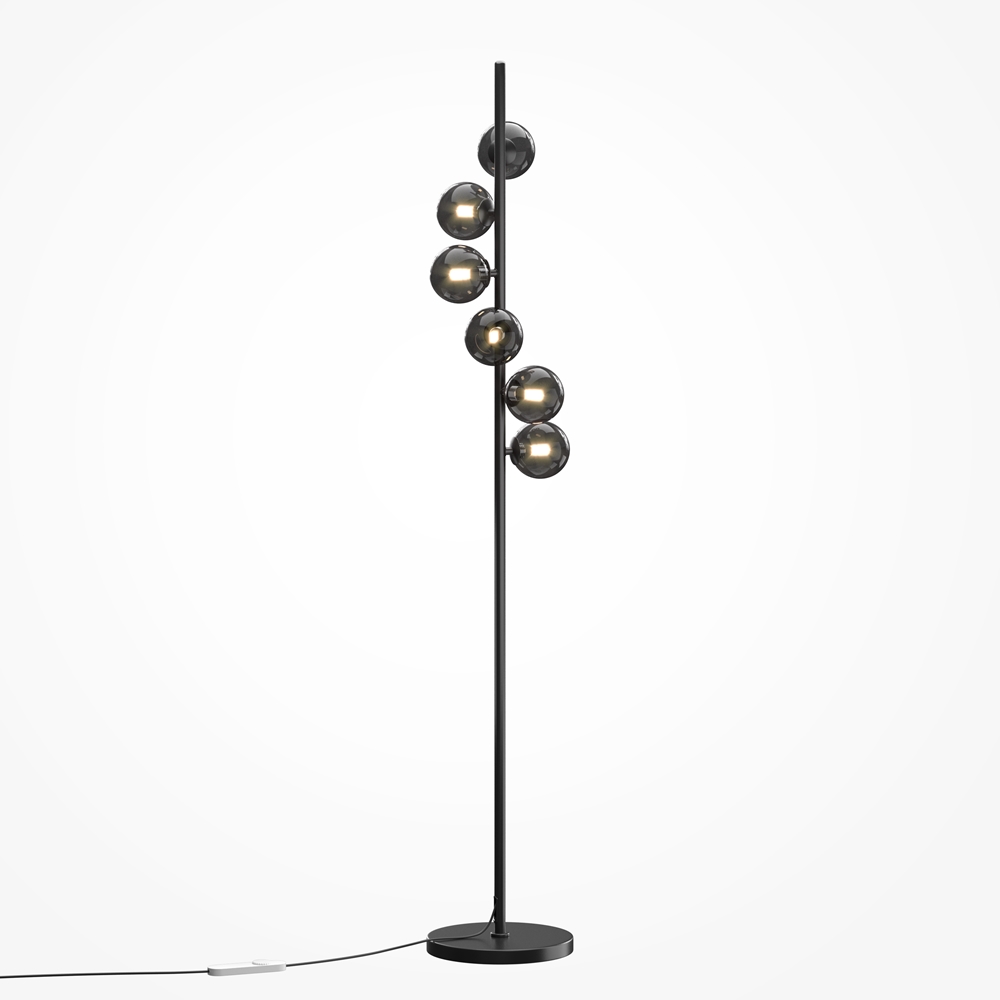 DALLAS lampa podłogowa czarna klosze dymione 6xG9 ściemniacz MOD545FL-06B