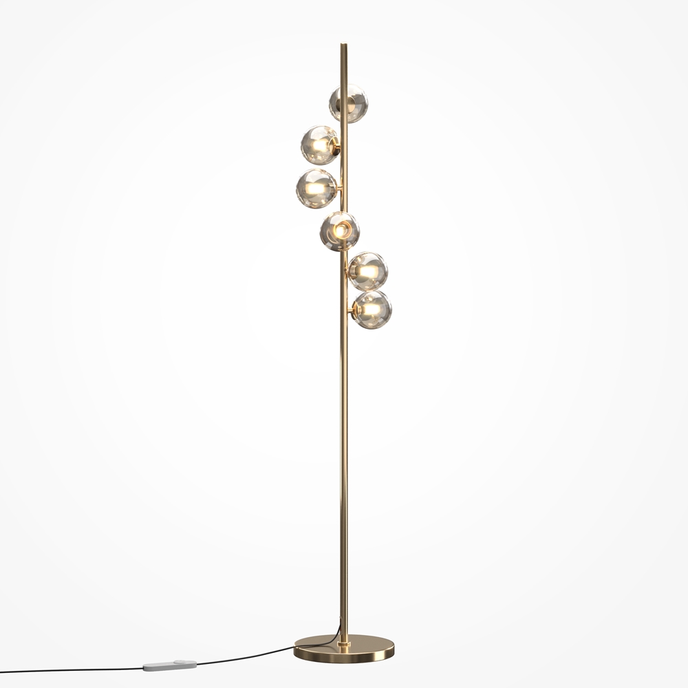 DALLAS lampa podłogowa złota klosze bursztynowe 6xG9 ściemniacz MOD545FL-06G1