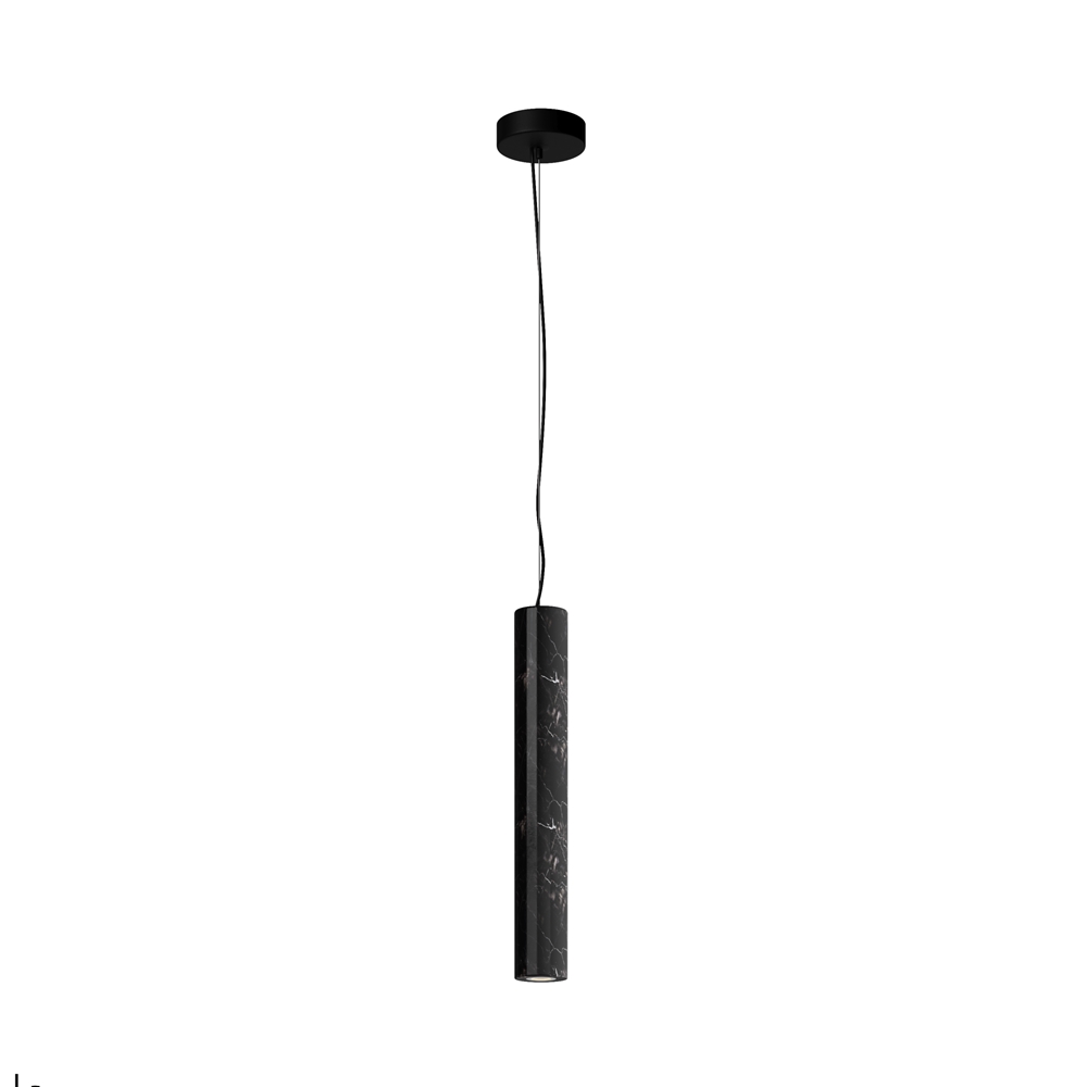 BASIC TEXTURE lampa wisząca tuba z naturalnego kamienia czarna LED 5W CCT MOD461PL-L5BK