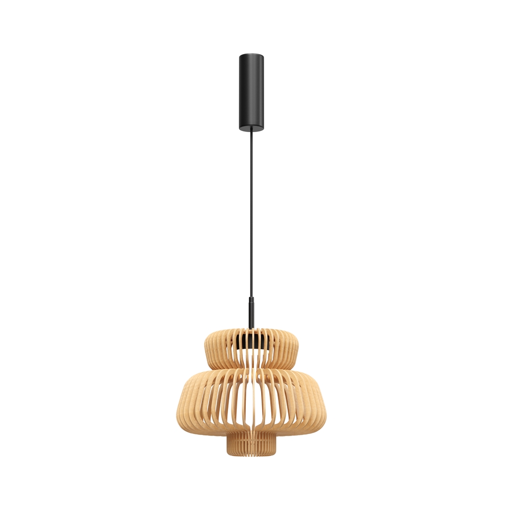 NAMIKI lampa wisząca abażur żeberkowy ze sklejki LED 14W CCT MOD465PL-L12BK1