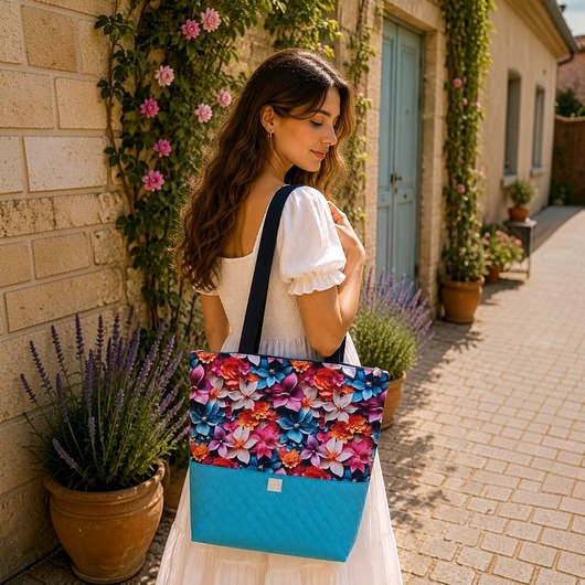 Torba shopper na zakupy wodoodporna shopperka torba na ramię kwiaty