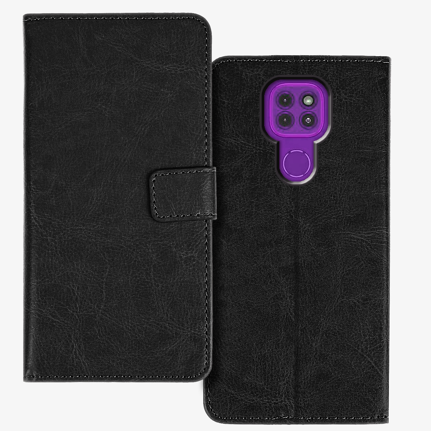 TEMU Etui na telefon: dla Moto G9 Play / Moto E7 Plus Czarny Portfel z Podstawką, Sztuczna Skóra, Miejsce na Karty, Flip Ochronne Etui na Telefon