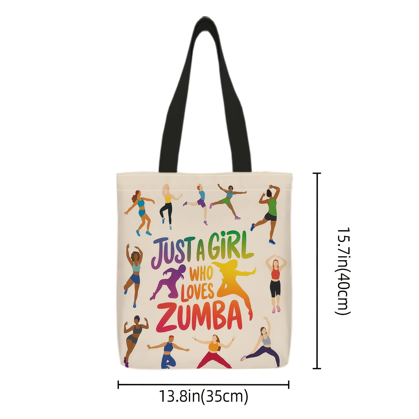 TEMU Duża, wytrzymała torba z ilustracją kobiecych tancerzy i żywymi motywami, idealna do treningów Zumba. Ten uniwersalny plecak jest idealny do