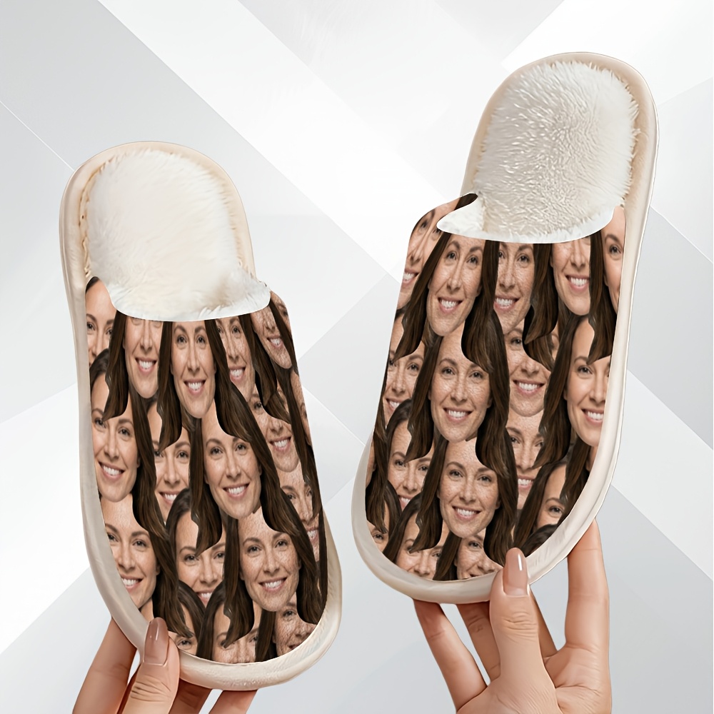TEMU Personalizowane Kapcie z Obrazem Twarzy – Wgraj Zdjęcie, Humorystyczne Obrazki na Buty Domowe, Kapcie dla Kobiet i Mężczyzn, Idealny Prezent dla