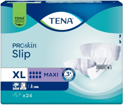 TENA Slip ProSkin Maxi – pieluchomajtki, rozmiar XL (24 sztuki) – wyrób medyczny