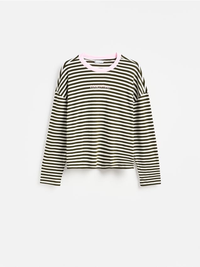 Reserved - Longsleeve w paski - zielony