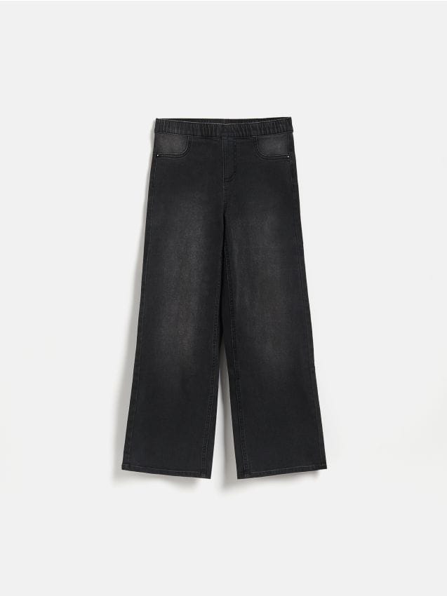 Reserved - Elastyczne jeansy wide leg - czarny
