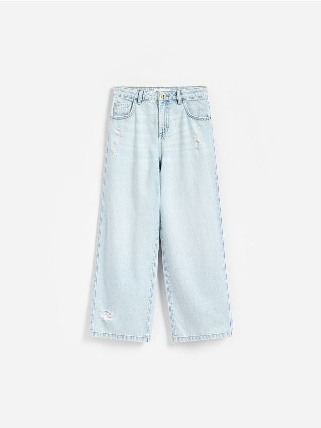 Reserved - Jeansy wide leg - niebieski