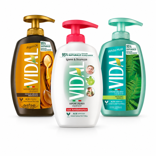 Vidal mydło w płynie zestaw 3 x 300 ml Argan Oil Antibatterico White Musk Tytuł aukcji Allegro 70–75 znaków