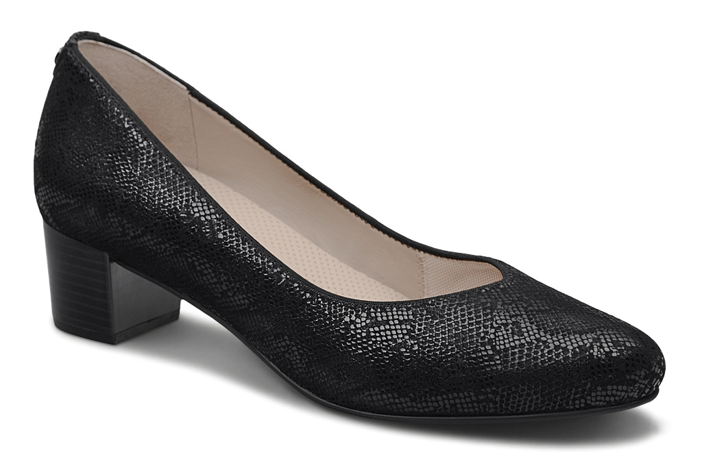 Czółenka CAPRICE 9-22308-43-01A H Black Reptile, Czarne, Climotion, w komfortowej Tęgości H