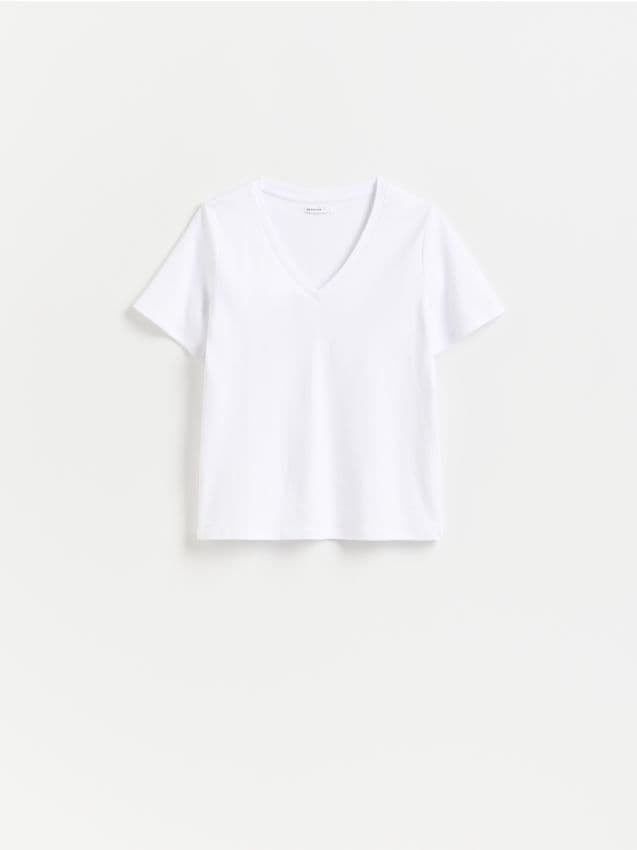 Reserved - Bawełniany t-shirt - biały