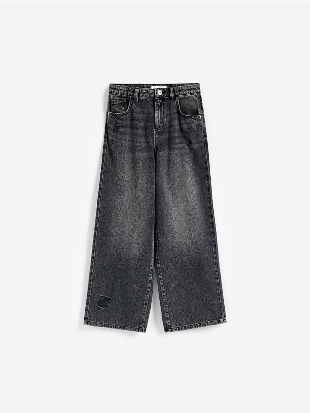 Reserved - Jeansy wide leg - szary