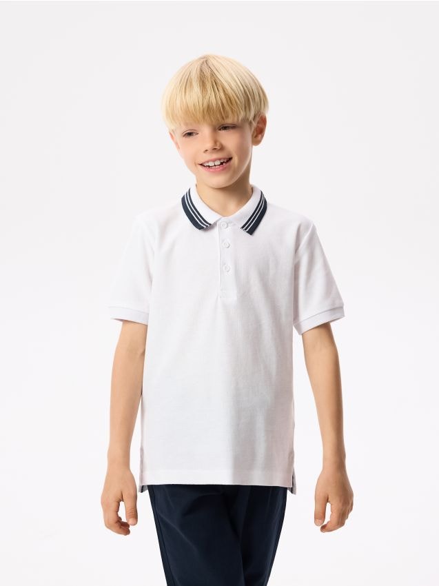 Reserved - T-shirt polo - biały